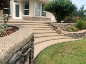 Concrete coating on stairs